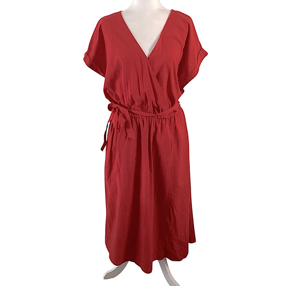 Universal Thread Ripe Red Belted Wrap Dress XL NWT - Picture 3 of 10